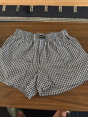 Navy Gingham Lounge Boxer Shorts with Pockets